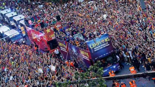 Parade Kemenangan Barcelona Rayakan Treble Winners