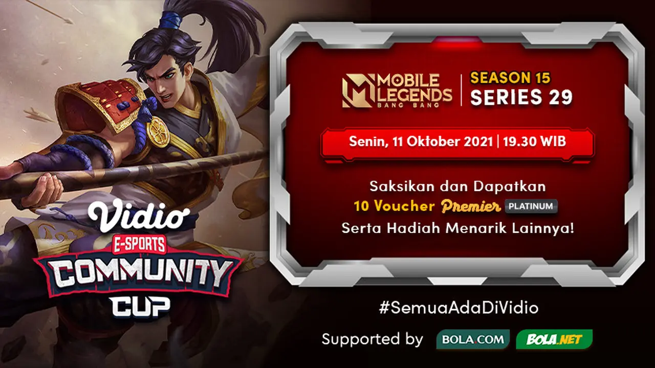 Jadwal dan Live Streaming Vidio Community Cup Season 15 Mobile Legends Series 29, Senin 11 Oktober 2021