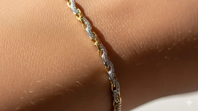 Gelang Rantai Tipis Kombinasi Emas Putih
