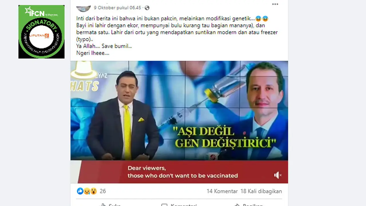 Cek Fakta Liputan6.com menelusuri klaim penampakan bayi modifikasi genetik akibat ibunya divaksin saat hamil