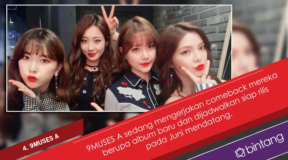 5 Comeback Girlband K-Pop yang Patut Dinanti. (Foto: Twitter/9muses_, Desain: Nurman Abdul Hakim/Bintang.com)