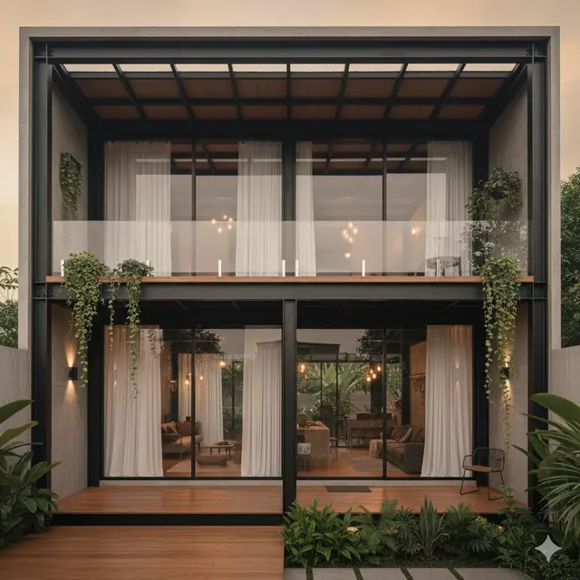Desain Rumah Gaya Modern dengan Mezzanine Elegan. Gemini
