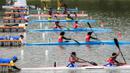 Para pedayung bersiap memacu perahunya saat berlaga pada PON XIX 2016. Jabar masih terus bertekad menambah raihan medali emas untuk memecahkan rekor perolehan medali cabang dayung. (Bola.com/Vitalis Yogi Trisna)