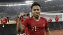 Gelandang Timnas Indonesia, Andik Vermansah, merayakan kemenangan atas Timor Leste pada laga Piala AFF 2018 di SUGBK, Jakarta, Selasa (13/11). Indonesia menang 3-1 atas Timor Leste. (Bola.com/M. Iqbal Ichsan)