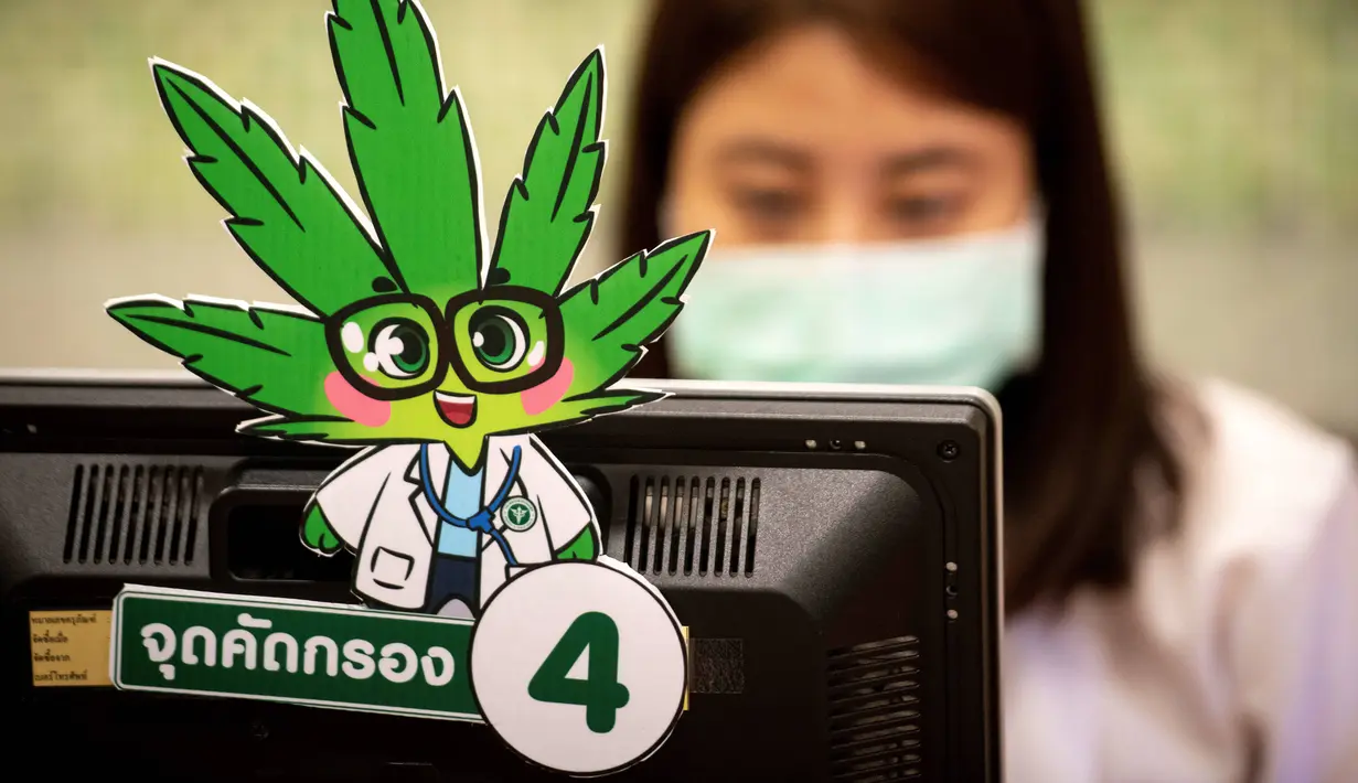 <p>Perawat mendaftarkan pasien selama pembukaan klinik khusus pengobatan tradisional dan alternatif berbahan utama ganja di Bangkok, 6 Januari 2020. Peresmian klinik itu merupakan bagian dari program pemerintah Thailand untuk mengembangkan industri kesehatan berbasis ganja itu. (Mladen ANTONOV / AFP)</p>