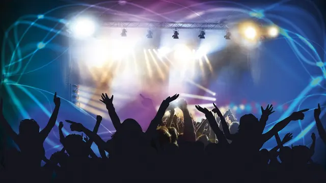 Ilustrasi konser, fans, penggemar, musik, lagu