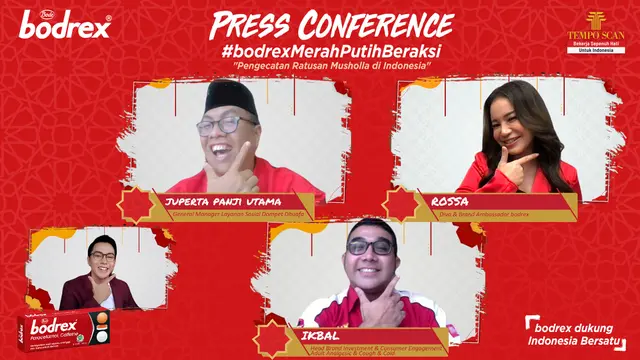 Rossa ketika menghadiri konferensi pers virtual #bodrexMerahPutihBeraksi, pekan ini.