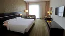 Suasana kamar tidur dari Hotel Hyatt Regency Oryx Doha, Qatar. (AFP/Karim Jaafar)