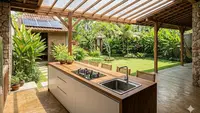 6 Inspirasi Dapur Belakang dengan Atap Transparan Hemat Listrik yang Modern dan Estetis