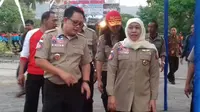 Mensos Khofifah Indar Parawansa saat pembukaan Jambore Kampung Siaga Bencana di Bantul, Yogyakarta, Sabtu (23/9/2017). (Liputan6.com/Switzy Sabandar)