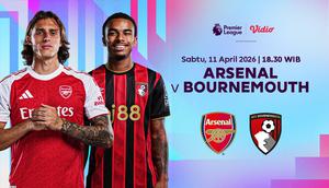 Arsenal vs Bournemouth menjadi laga penting bagi Arsenal untuk menjaga konsistensi di puncak klasemen, tonton hanya di Vidio