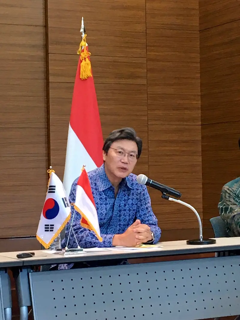 Duta Besar Republik Korea Selatan untuk Indonesia Kim Chang-Beom pada Press Conference Paparan Duta Besar Republik Korea, Selasa (14/1/2020).