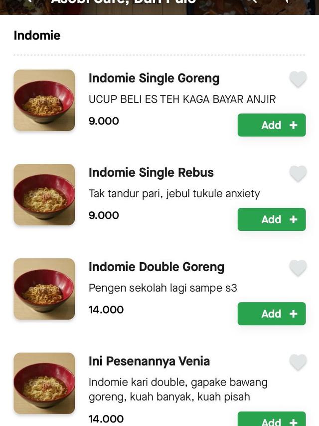8 Potret Deskripsi Menu Makanan di Ojek Online Ini Bikin Geleng Kepala