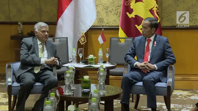 Presiden Jokowi beserta rombongn melakukan pertemuan bilateral dengan PM Sri Lanka ditengah-tengah World Economic Forum.