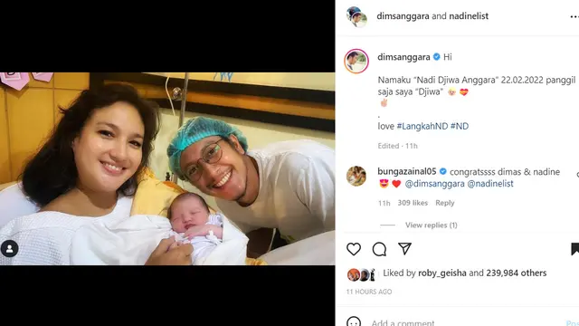 Dimas Anggara dan Nadine Chandrawinata