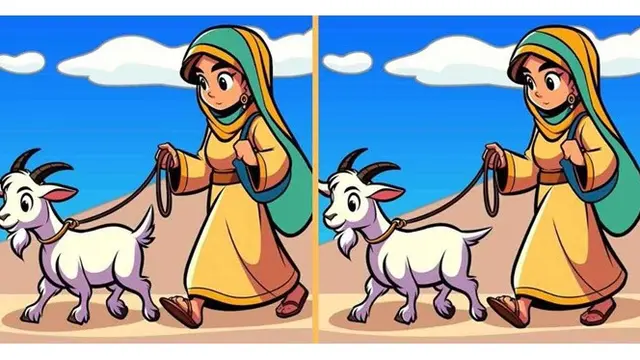 Cari 3 Perbedaan Gadis Bawa Kambing Ini dalam 12 Detik, Hanya Jenius yang Bisa