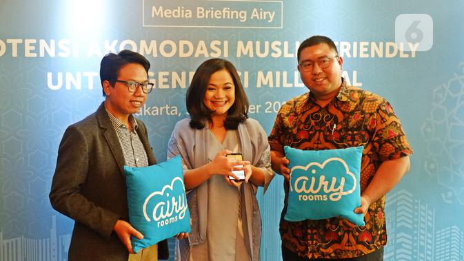Konferensi pers Airy Syariah di Penang Bistro, Kebon Sirih, Jakarta Pusat, 31 Oktober 2019. (Liputan6.com/Asnida Riani)