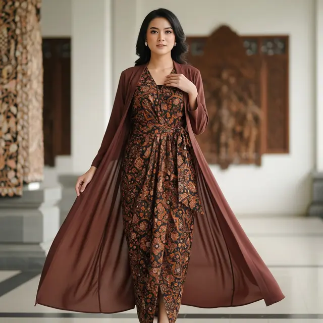 9 Model Dress Batik Lilit Kombinasi Outer Polos Simple Elegan untuk Arisan
