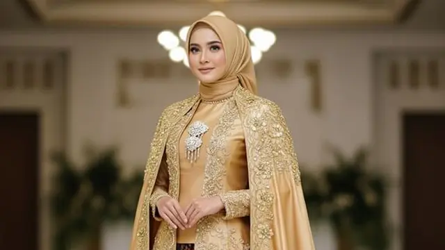Gamis Batik Brokat Kombinasi Satin Mewah