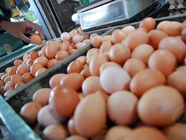 Meski bulan Ramadan masih sekitar 3 minggu lagi, harga telur ayam negeri mulai melambung tinggi (Liputan6.com/Miftahul Hayat) 