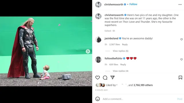 Unggahan Chris Hemsworth. (Instagram/ chrishemsworth)