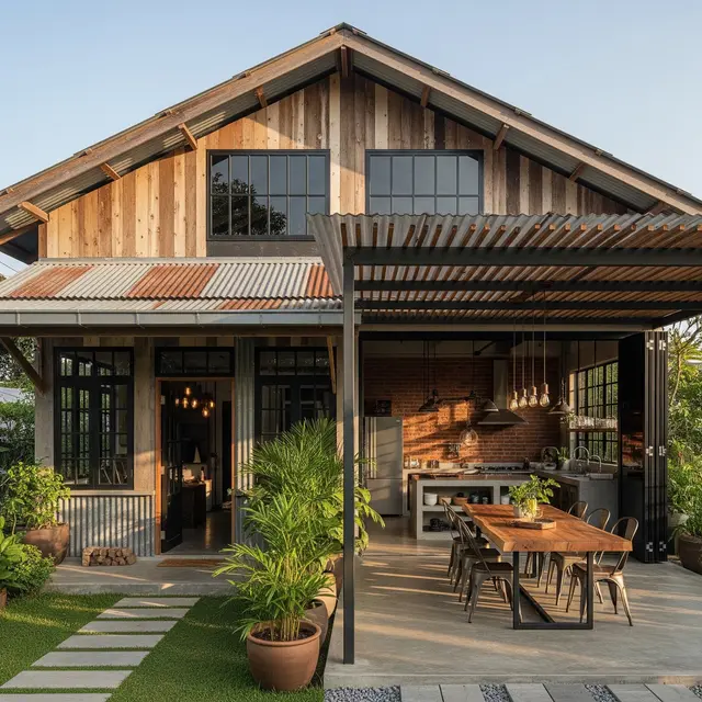 Desain Rumah Kampung 1 Lantai dengan Dapur Luas di Belakang (Gemini AI)