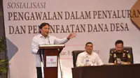 Kepala Biro Humas dan Kerjasama Kemendes PDTT dalam kegiatan Sosialisasi Pengawalan Penyaluran dan Pemanfaatan Dana Desa di Kota Makassar, Sulawesi Selatan, Selasa (9/4).