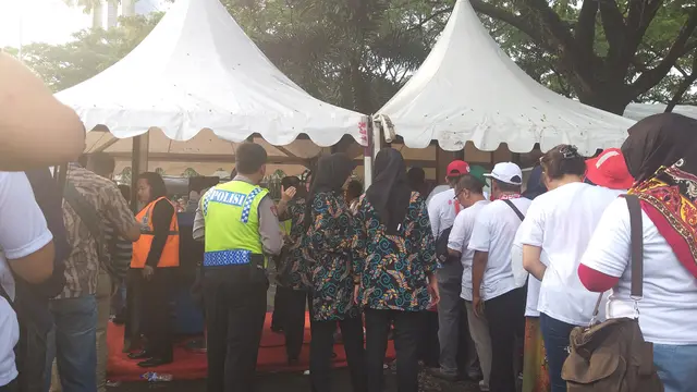 Suasana lokasi pidato politik Jokowi di Sentul Internasional Convention Center (SICC), Bogor, Jawa Barat. (Liputan6.com/Ika Defianti)