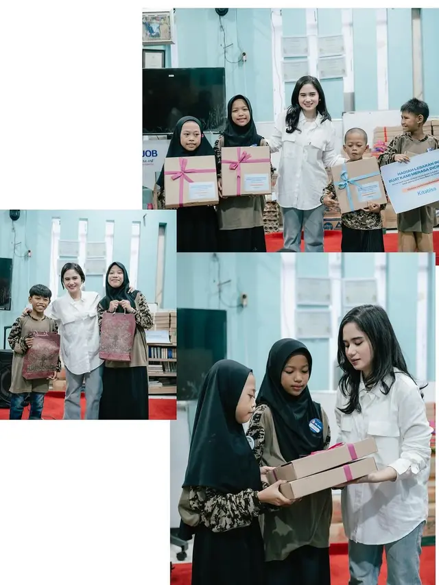 6 Potret Tissa Biani Berbagi Paket Lebaran di Panti Asuhan, Banjir Pujian