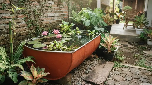 Ide Kolam Mini di Sudut Taman Minimalis