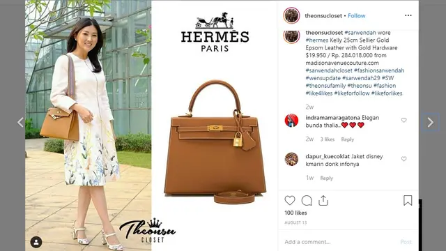 tas Sarwendah yang harganya fantastis (sumber: Instagram/@theonsucloset)