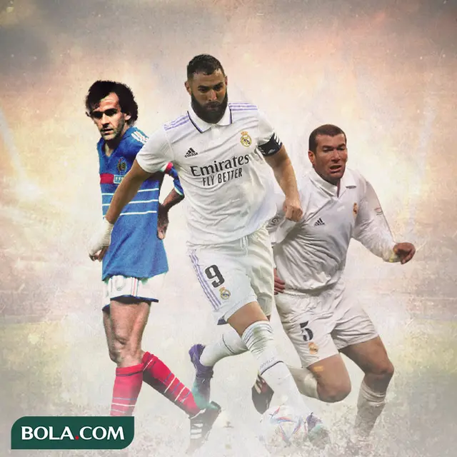 Ilustrasi - Michel Platini, Karim Benzema, Zinedine Zidane