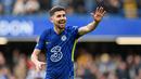 Gelandang Chelsea, Jorginho saat bertanding melawan  Plymouth Argyle di Stamford Bridge di London pada 5 Februari 2022.  Jorginho pindah ke Arsenal dengan status permanen. Baik The Gunners maupun Chelsea tidak mengumumkan harga transfer pemain 31 tahun tersebut. (AFP/Glyn Kirk)