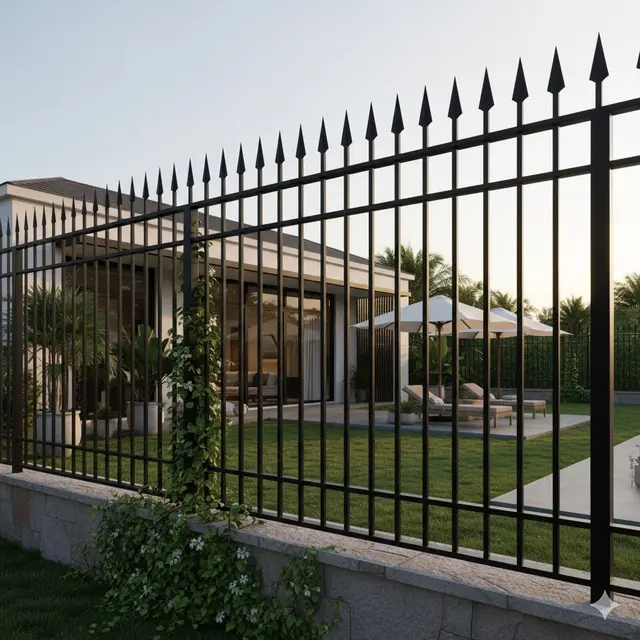 Pagar Melengkung dengan Ujung Runcing Menghadap Ke Dalam