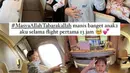Tasya Kamila juga membagikan beberapa potret saat di dalam pesawat dengan dua anaknya.  Setelah mendarat di bandara Soekarno Hatta, Tasya mengaku sempat bingung saat mau mengambil koper. [Instagram/tasyakamila]