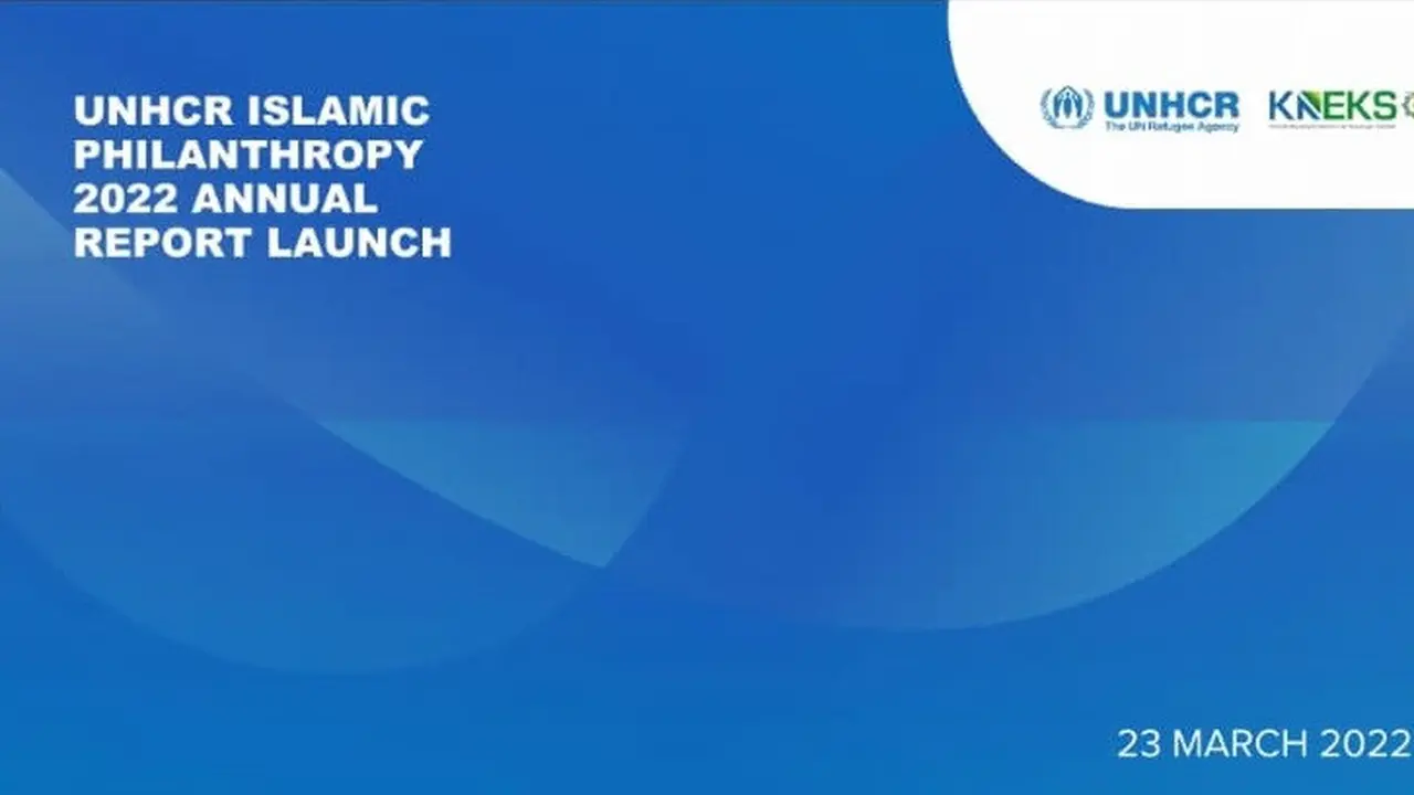 peluncuran Laporan Tahunan Filantropi Islam UNHCR 2022 secara virtual di Jakarta, Rabu (23/3/2022), bekerja sama dengan Komite Nasional Ekonomi dan Keuangan Syariah (KNEKS). (Screen Grab)