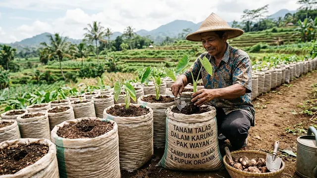 Cara Menanam Talas dalam Karung agar Umbinya Besar. Gemini