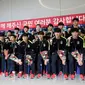 Timnas Korea Selatan U-23 saat tiba di Bandara Incheon dari Jakarta, Senin (3/9/2018). (Bola.com/Dok. KFA)