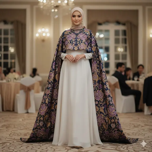 Gamis Model Cape pada Bagian Bahu (Gemini AI)