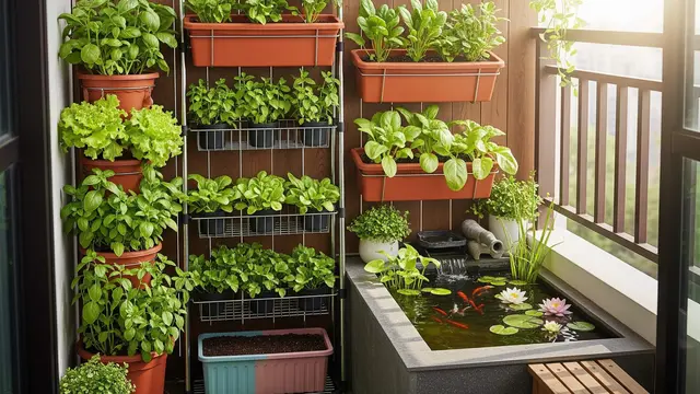Desain Rumah dengan Kebun Sayur di Atas Kolam Ikan