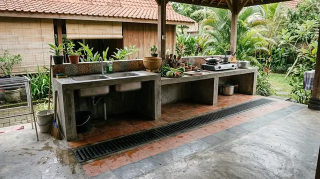10 Model Saluran Air untuk Dapur Semi Outdoor agar Cepat Kering dan Tidak Becek