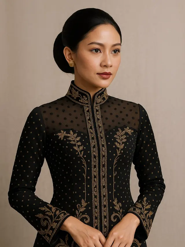 Kebaya Modifikasi Berkerah Tegak