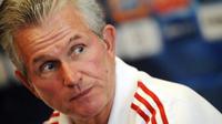 Pelatih Bayern Muenchen Jupp Heynckes dalam sesi konferensi pers pada 13 September 2011, sehari jelang partai Liga Champions melawan Villarreal.AFP PHOTO/JOSE JORDAN