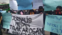 Wartawan di Kota Medan, Sumatera Utara (Sumut) unjuk rasa di depan Kantor Wali Kota Medan