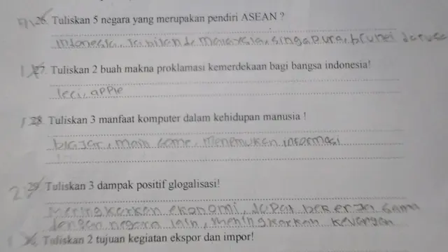 10 Potret Jawaban UAS Anak SD Ini Kocak, Bikin Guru yang Mengkoreksi Geleng Kepala