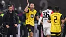 Tim tuan rumah mencetak dua gol lewat aksi dari Hugo Ekitike dan Oscar Hojlund. Ini menjadi kemenangan ketiga secara beruntun bagi Eintracht Frankfurt. (AFP/Kirill Kudryavtsev)