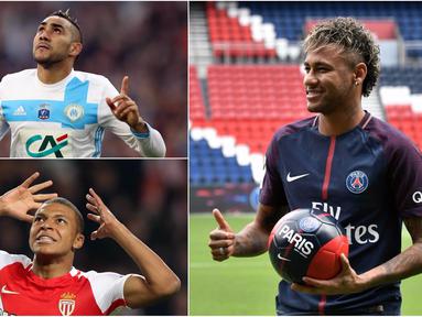 Berikut ini Neymar dan lima bintang di Ligue 1 Prancis musim 2017/2018. (Kolase foto-foto dari AFP)