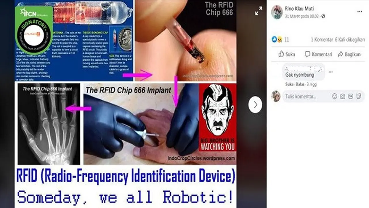 Gambar Tangkapan Layar Kabar Hoaks Tentang RFID