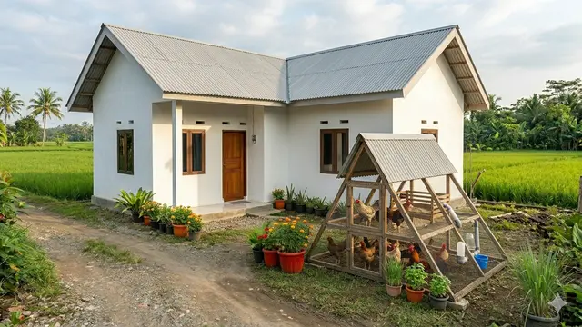 Gambar Rumah Minimalis di Desa Lengkap dengan Kandang Ayam