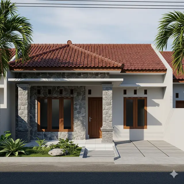 Desain Rumah Atap Genteng Klasik 1 Lantai